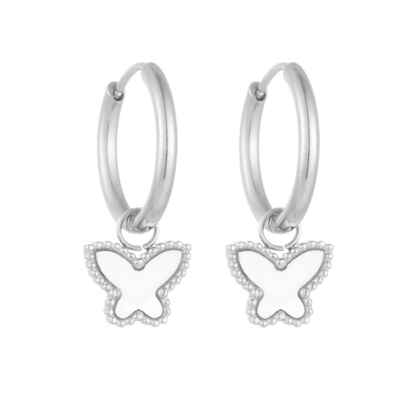 Earrings (gold And Black Shell) Titanium Steel Butterfly Earrings