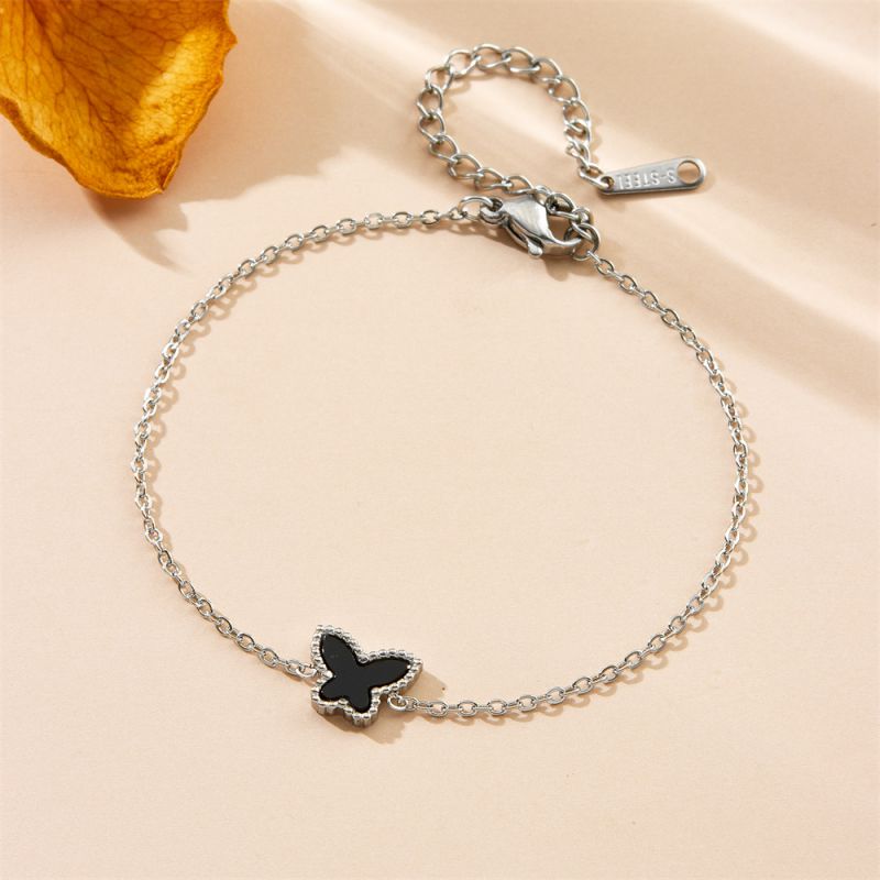 Earrings (gold And Black Shell) Titanium Steel Butterfly Earrings