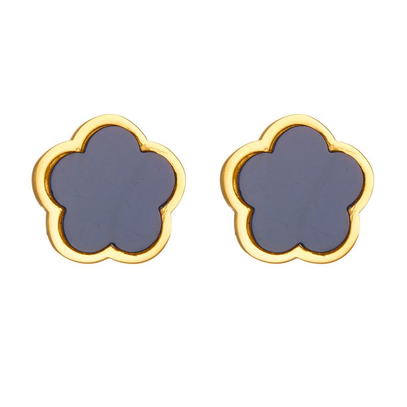 A Black Earring Stainless Steel Flower Earrings