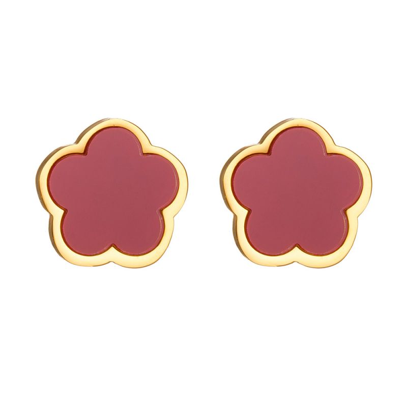 A Black Earring Stainless Steel Flower Earrings