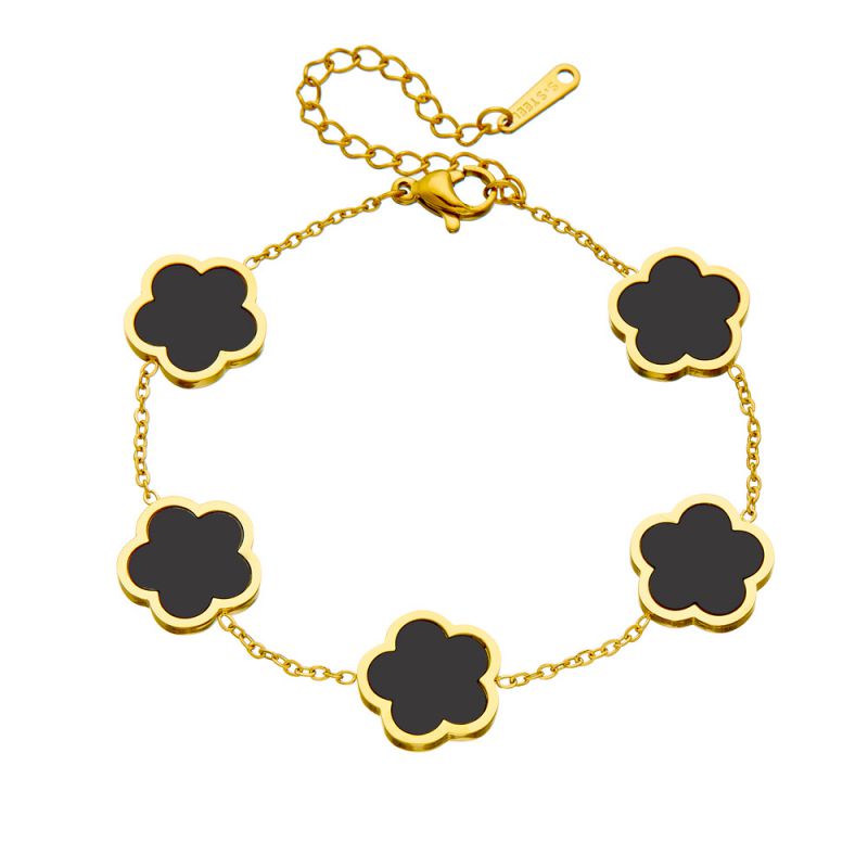 A Black Earring Stainless Steel Flower Earrings