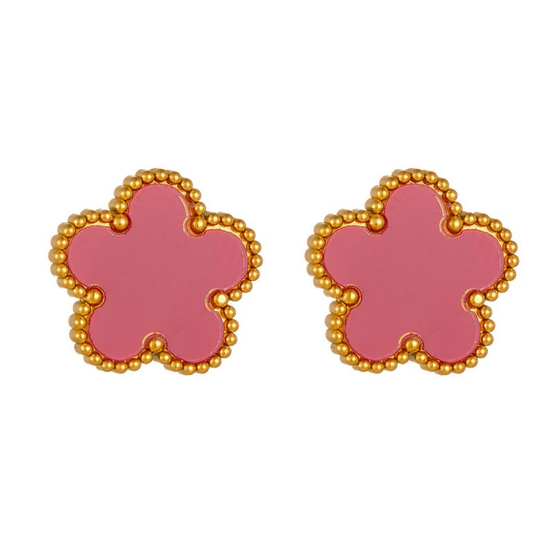 A Black Earring Stainless Steel Flower Earrings