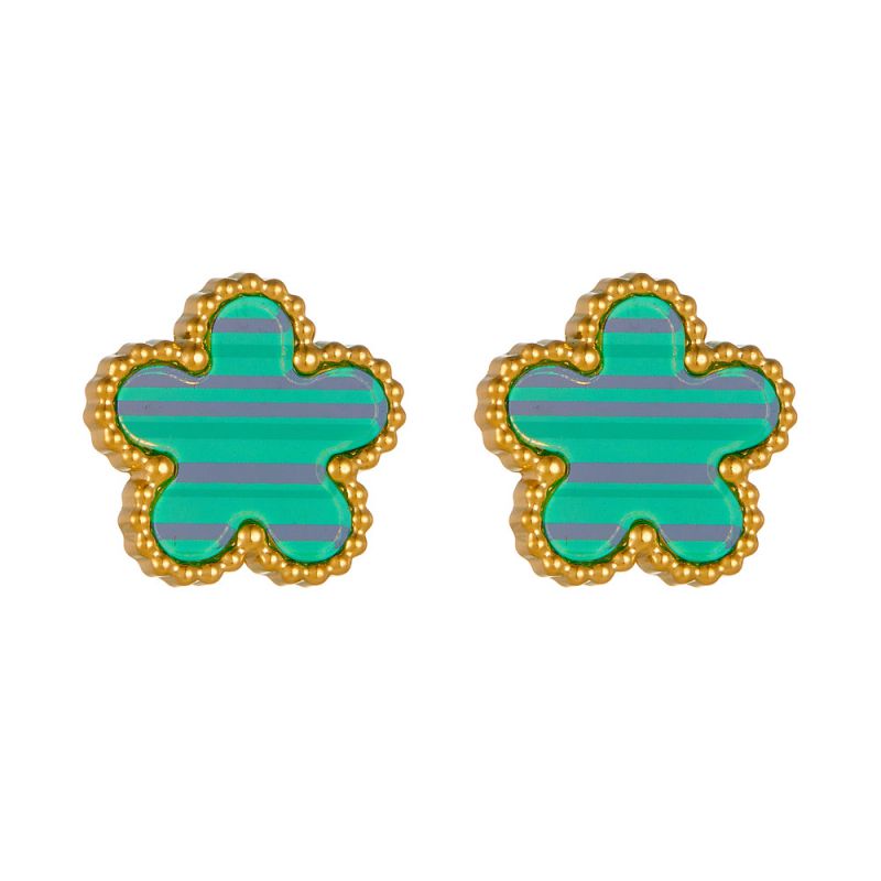 A Black Earring Stainless Steel Flower Earrings