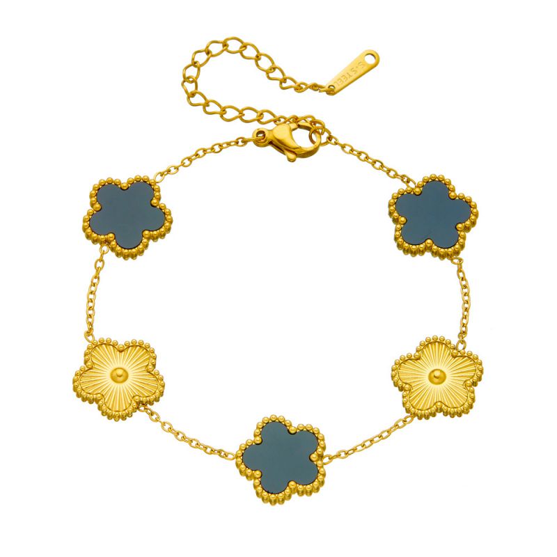 A Black Earring Stainless Steel Flower Earrings