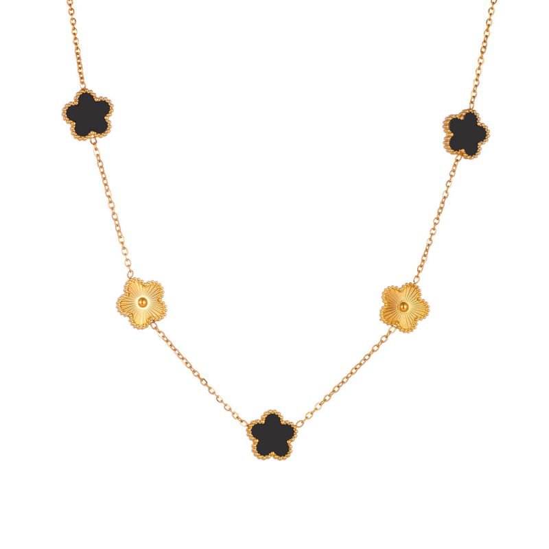 A Black Earring Stainless Steel Flower Earrings