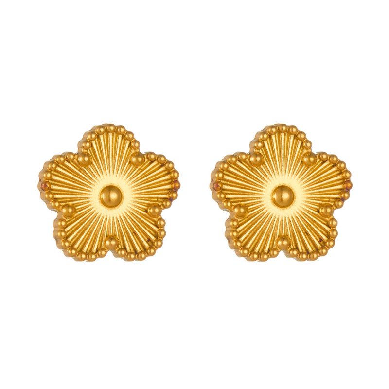 A Black Earring Stainless Steel Flower Earrings