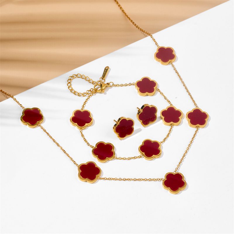 A Black Earring Stainless Steel Flower Earrings