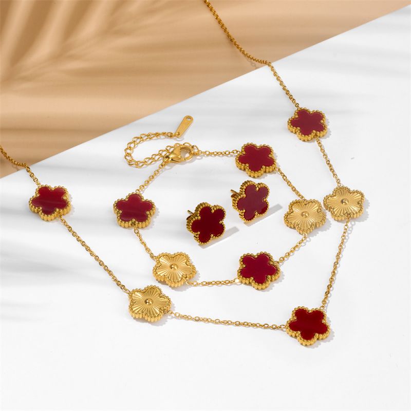 A Black Earring Stainless Steel Flower Earrings