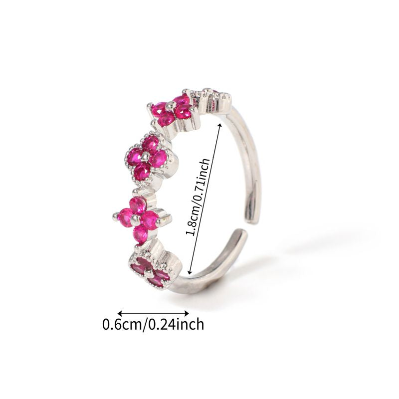 Ring #1 Copper And Diamond-set Four-leaf Clover Round Ring