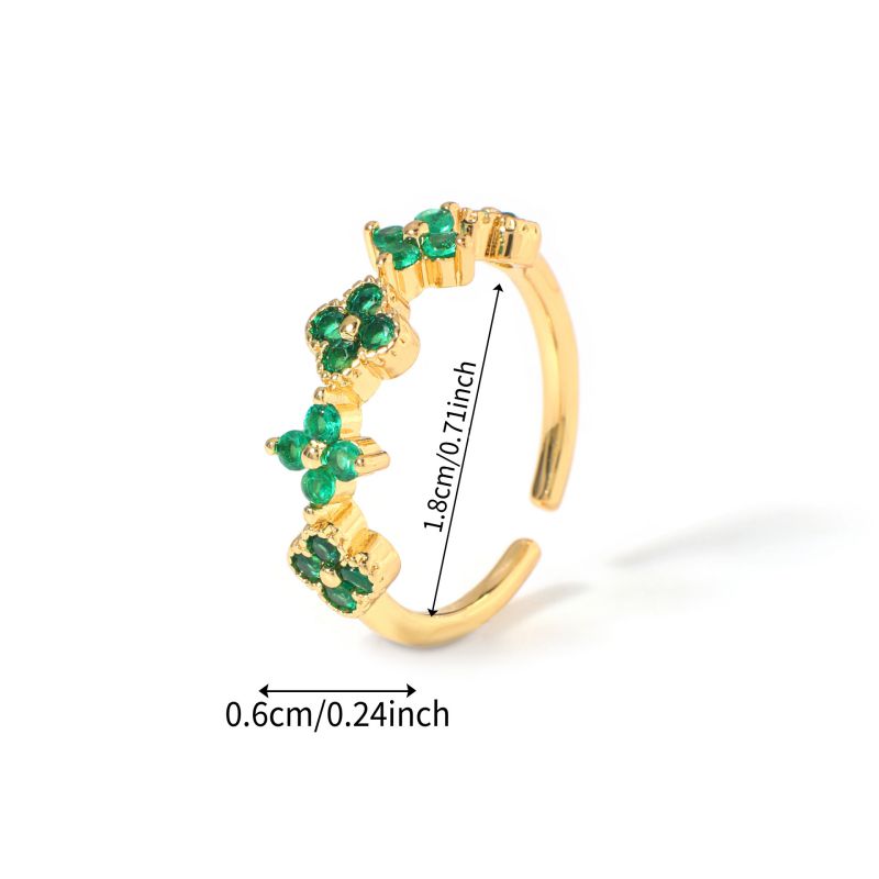 Ring #1 Copper And Diamond-set Four-leaf Clover Round Ring