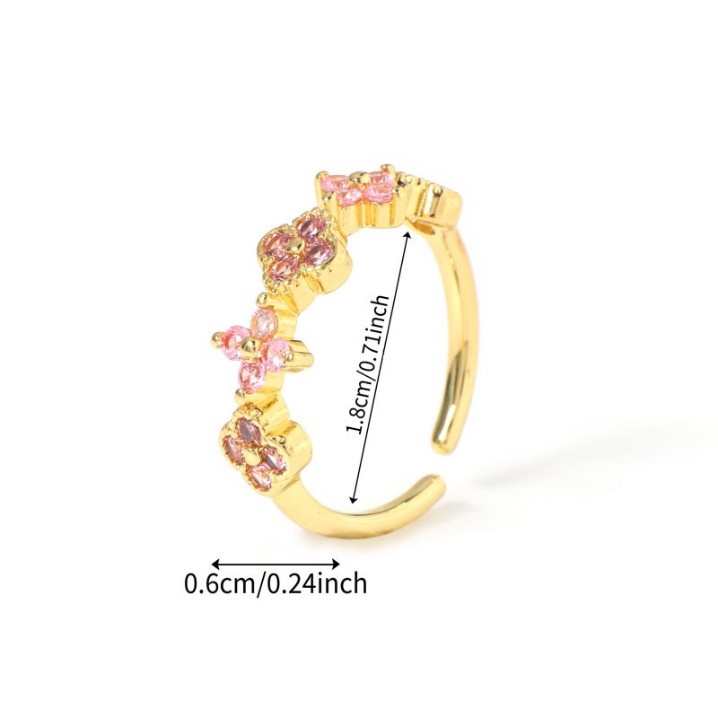 Ring #1 Copper And Diamond-set Four-leaf Clover Round Ring