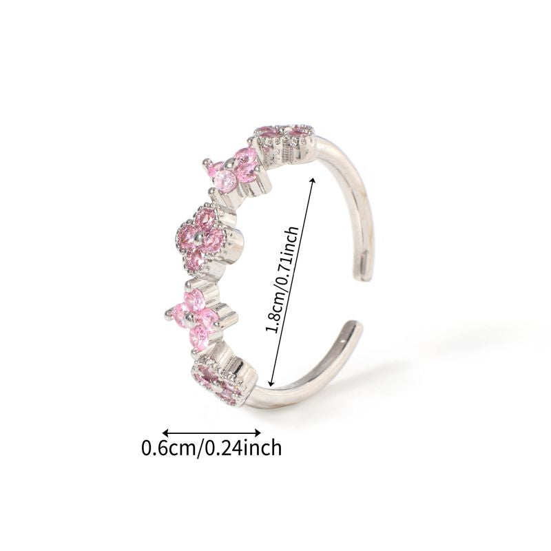 Ring #1 Copper And Diamond-set Four-leaf Clover Round Ring