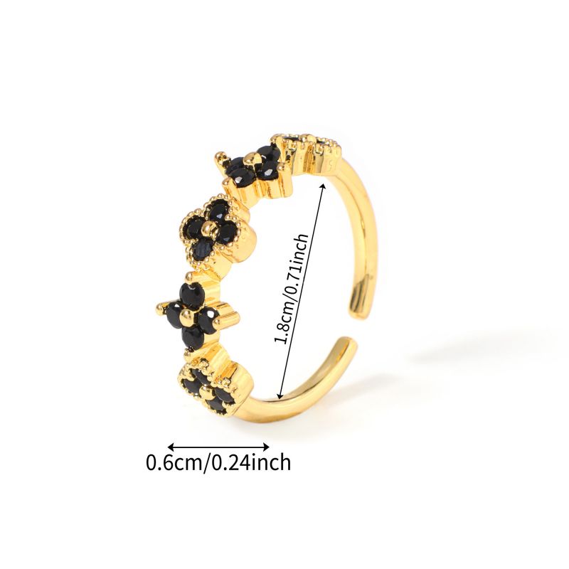 Ring #1 Copper And Diamond-set Four-leaf Clover Round Ring