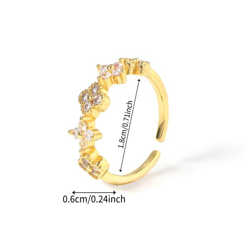 Ring #1 Copper And Diamond-set Four-leaf Clover Round Ring