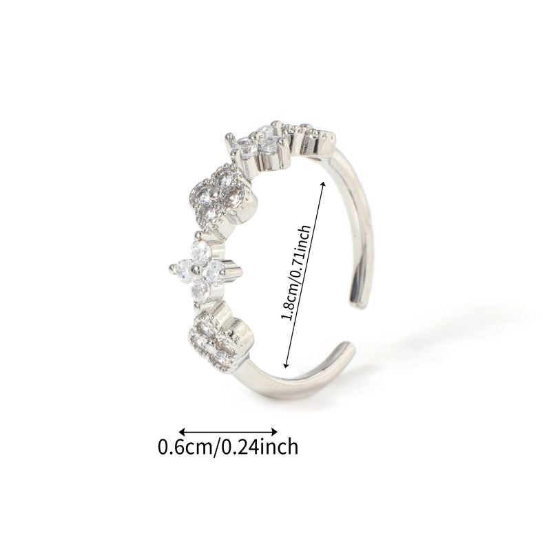 Ring #1 Copper And Diamond-set Four-leaf Clover Round Ring