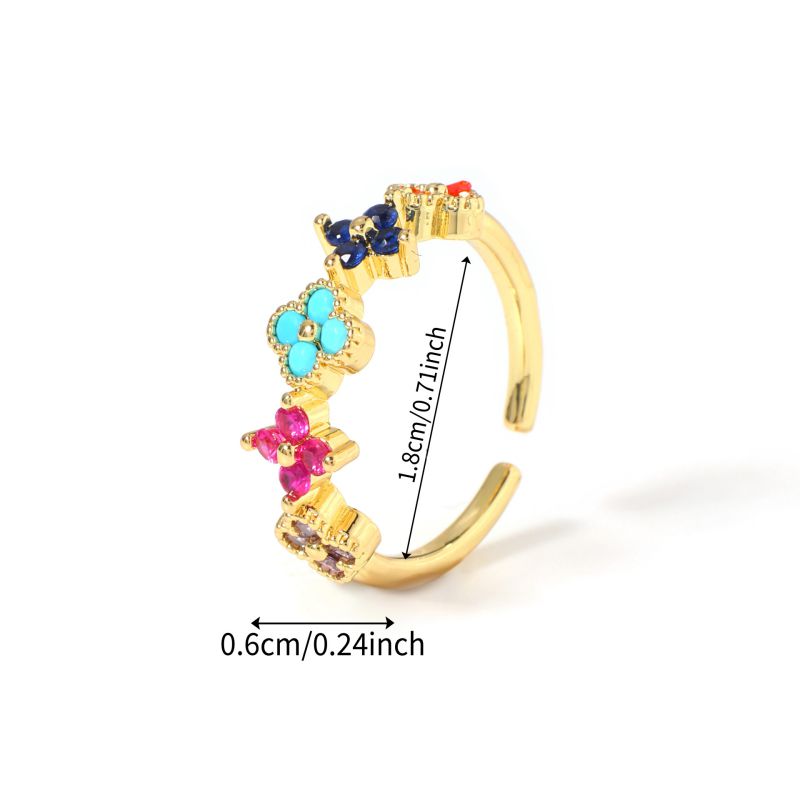 Ring #1 Copper And Diamond-set Four-leaf Clover Round Ring