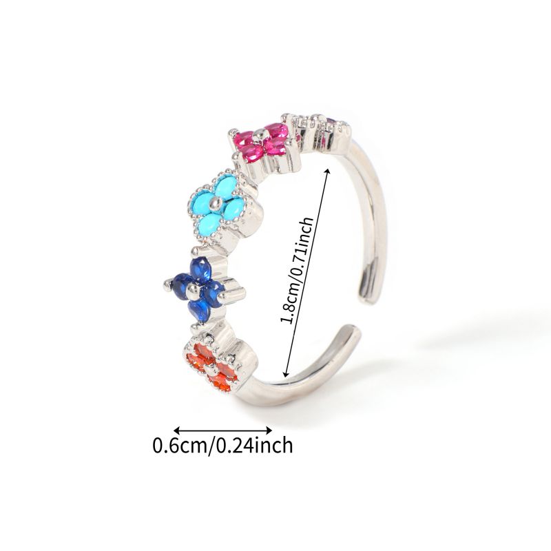 Ring #1 Copper And Diamond-set Four-leaf Clover Round Ring