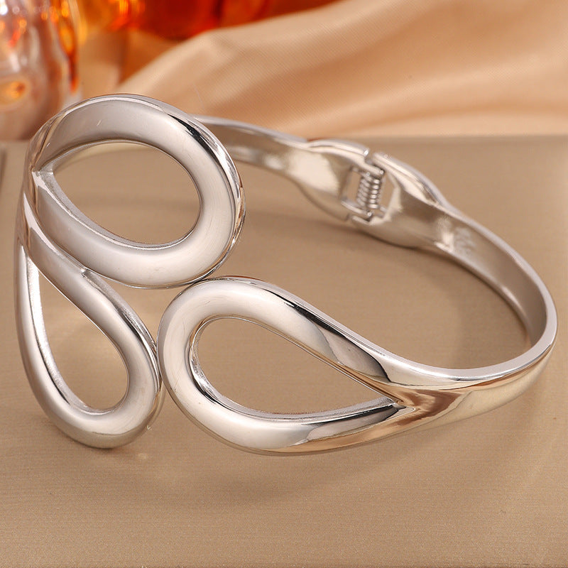 Silver Openwork Teardrop Bracelet Stainless Steel Hollow Teardrop-shaped Bracelet