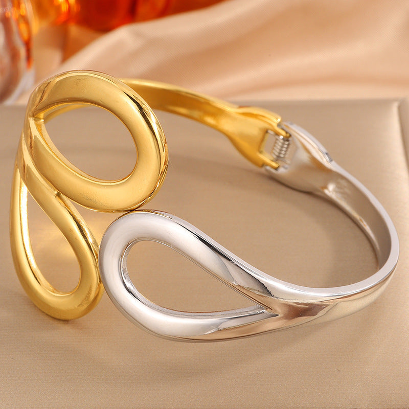 Silver Openwork Teardrop Bracelet Stainless Steel Hollow Teardrop-shaped Bracelet