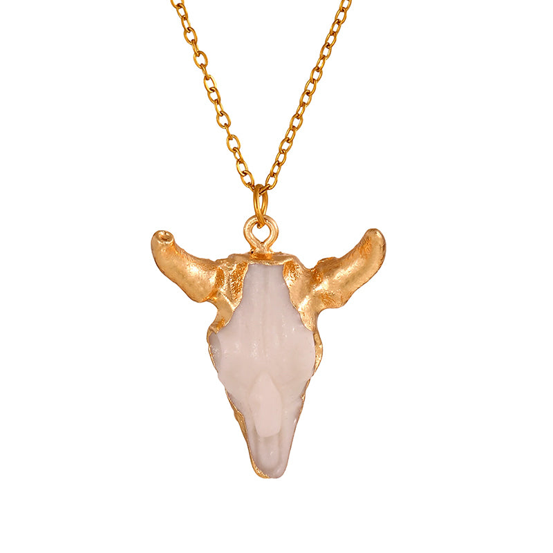 Gold 1 Titanium Steel Alloy Bull Head Necklace