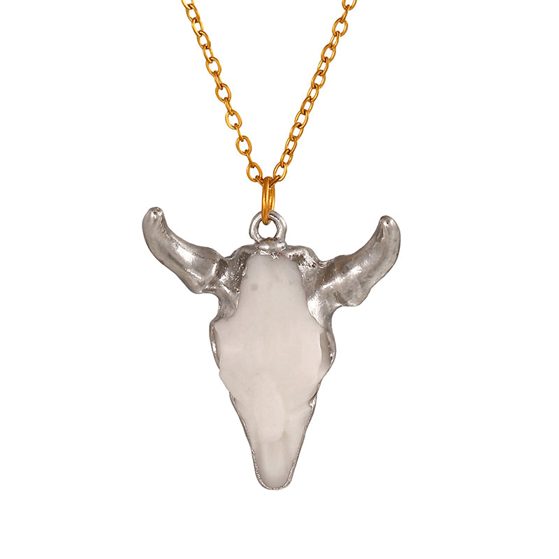 Gold 1 Titanium Steel Alloy Bull Head Necklace