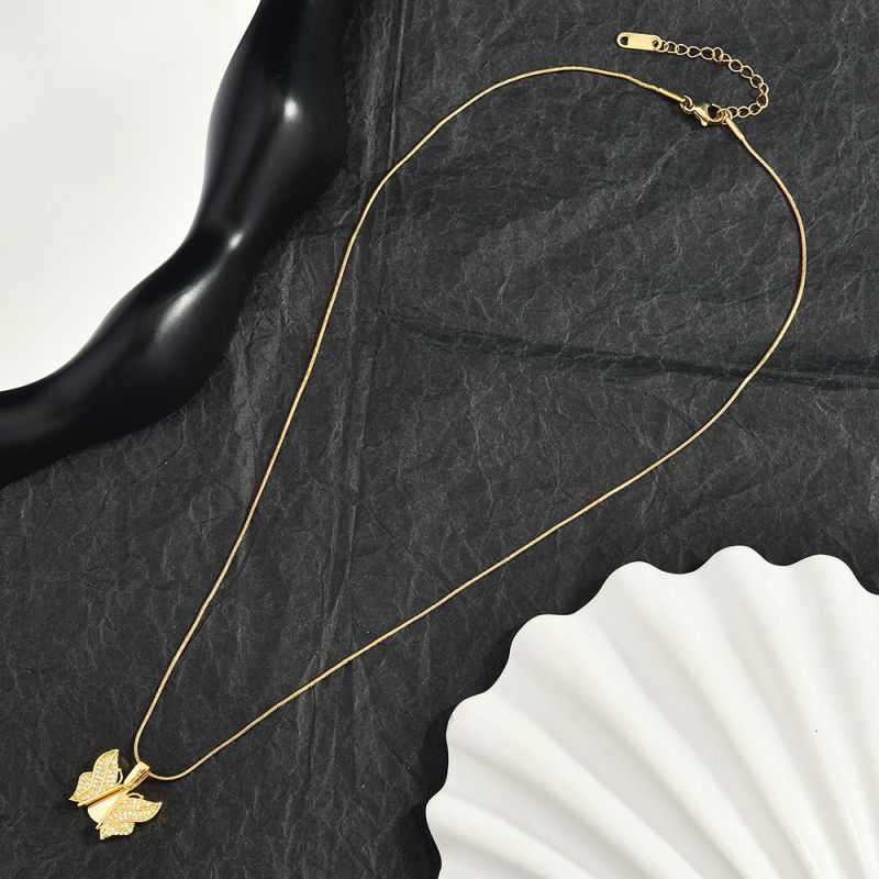 Heart-shaped Opening And Closing Necklace (gold) Titanium Steel Diamond-encrusted Heart Necklace