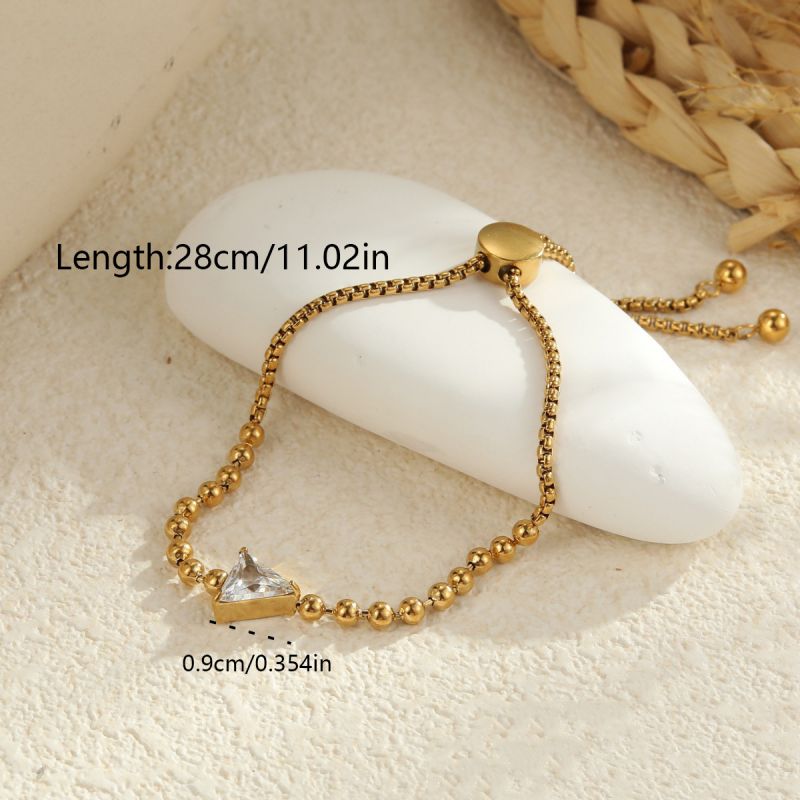 1 Circle Stainless Steel Diamond-encrusted Round Bracelet