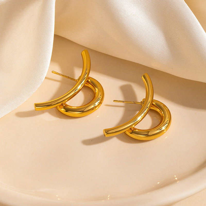 Steel Square Bow Earrings Titanium Steel Square Bow Earrings