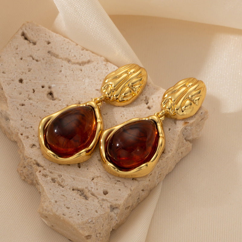 White Teardrop Earrings Titanium Steel Teardrop Earrings