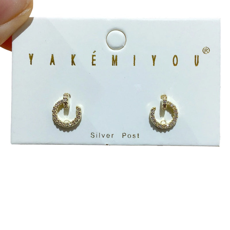 Gold Copper-set Zircon Stud Earrings