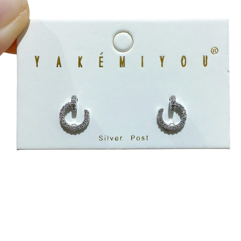 Gold Copper-set Zircon Stud Earrings