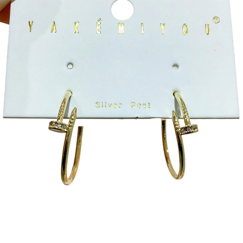 Gold Copper-set Zircon Stud Earrings