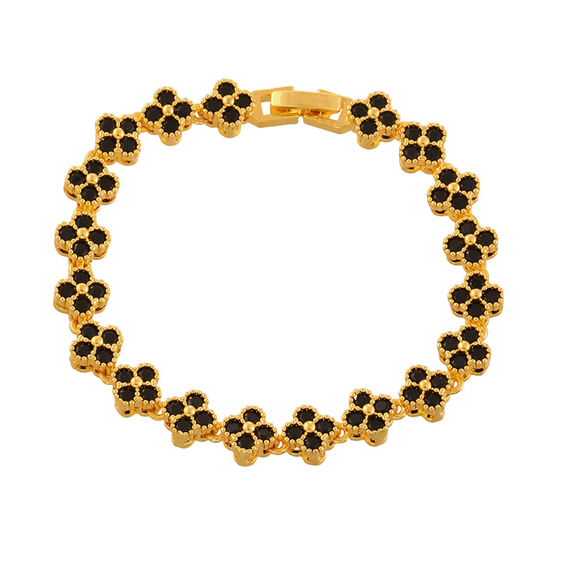 Color Copper-set Zircon Flower Clasp Bracelet