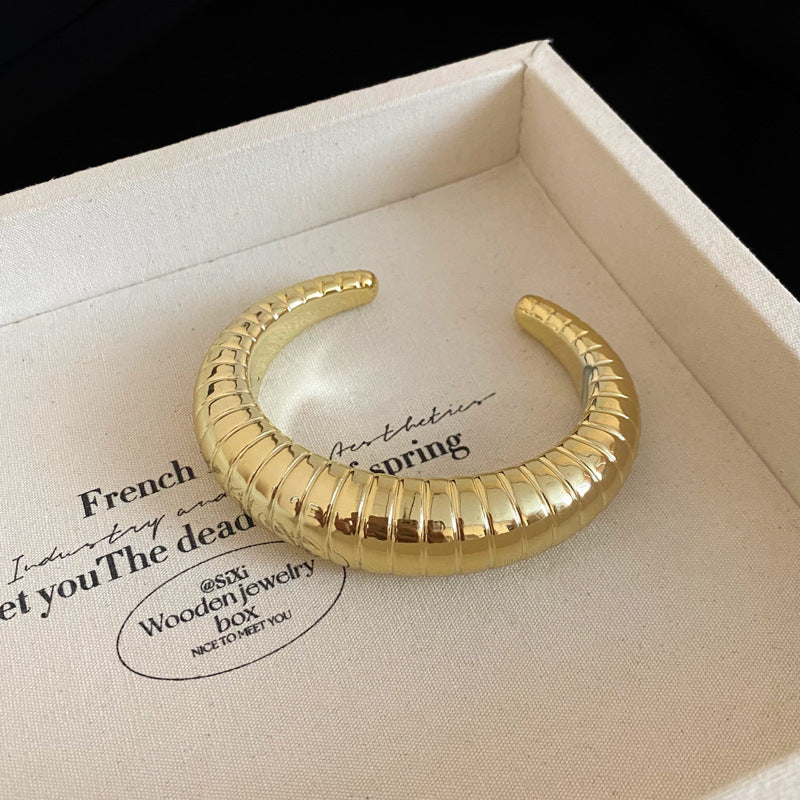 Bracelet - Gold - Pattern Acrylic Textured Round Bracelet