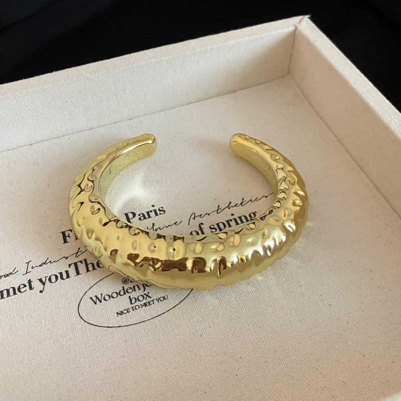 Bracelet - Gold - Pattern Acrylic Textured Round Bracelet