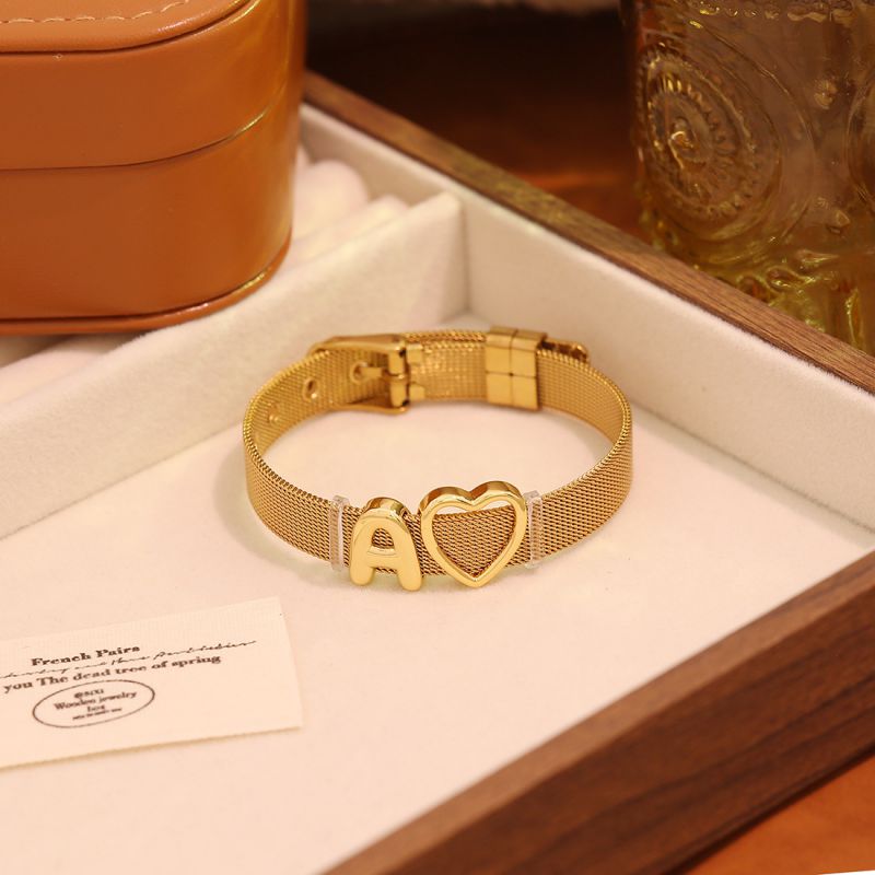 A Stainless Steel 26-letter Heart-shaped Watch Strap Bracelet
