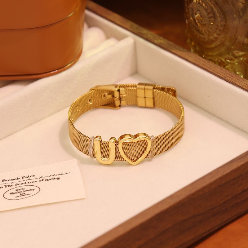 A Stainless Steel 26-letter Heart-shaped Watch Strap Bracelet