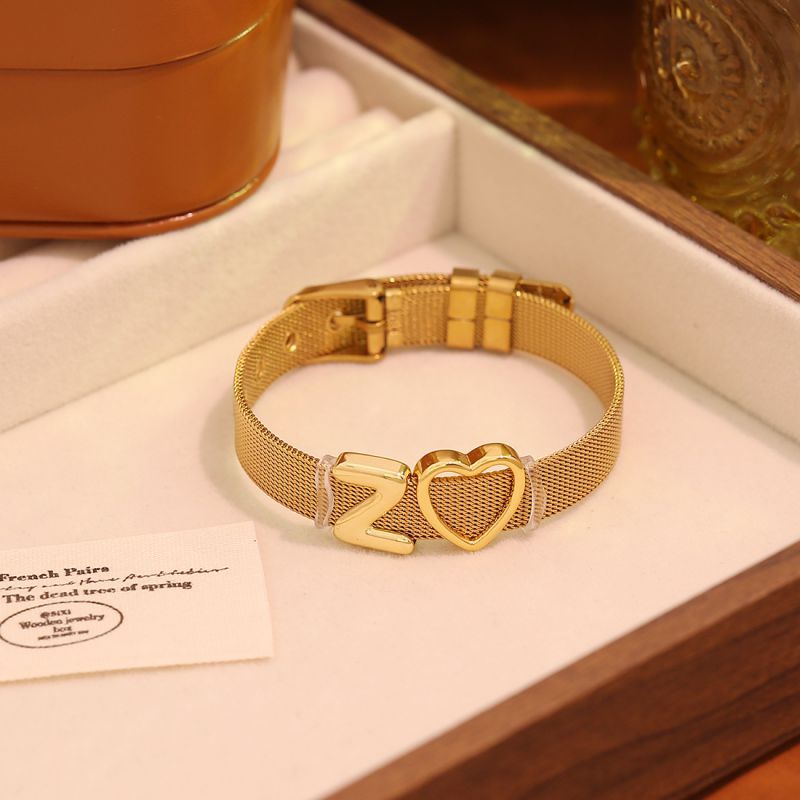 A Stainless Steel 26-letter Heart-shaped Watch Strap Bracelet