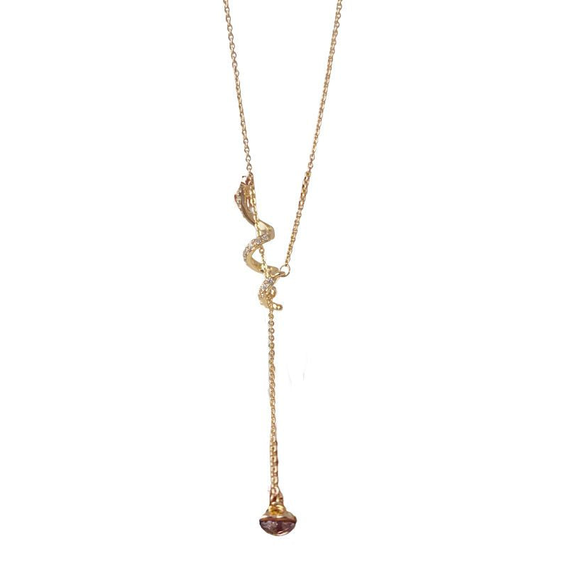 Gold-plated Diamond-encrusted Heart-shaped Tassel Necklace (thickened With Genuine Gold Plating) Copper And Diamond-encrusted Heart-shaped Tassel Necklace