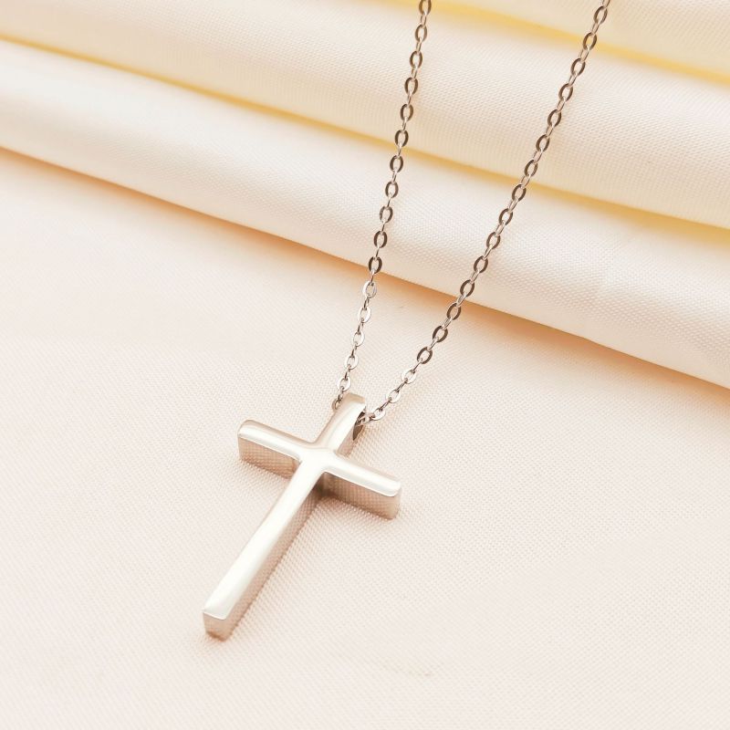 Silver Stainless Steel Cross Necklace