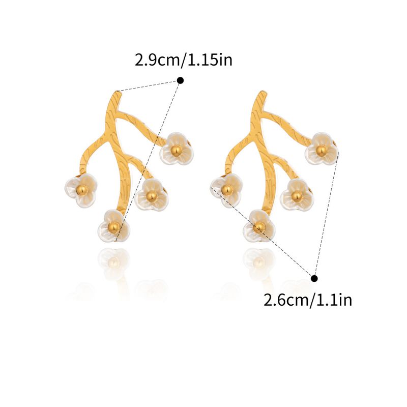 Gold 304 Stainless Steel Flower Earrings