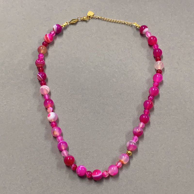 Red Necklace 42+5cm Stainless Steel Beaded Necklace