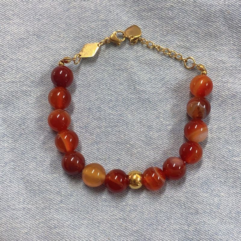 Red Necklace 42+5cm Stainless Steel Beaded Necklace