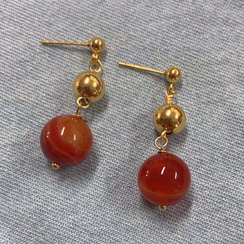 Red Necklace 42+5cm Stainless Steel Beaded Necklace