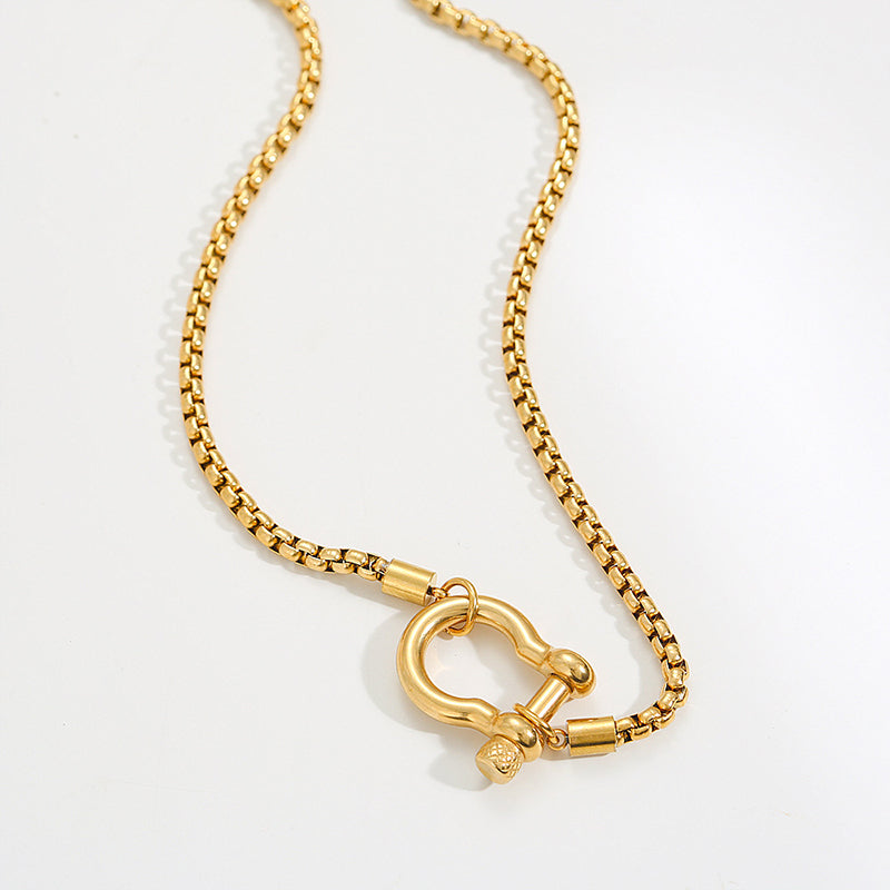 All Gold Stainless Steel Carabiner Necklace