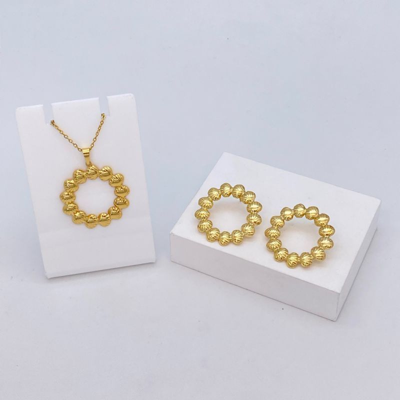 Ocean Series - 04 Titanium Steel Shell Necklace And Earring Set