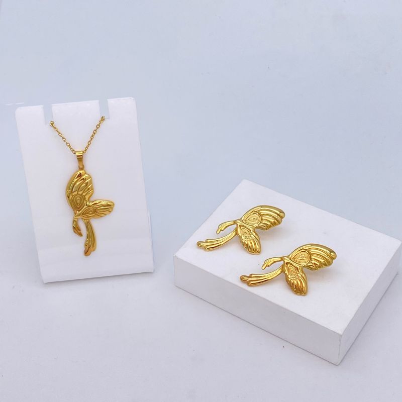 Ocean Series - 04 Titanium Steel Shell Necklace And Earring Set