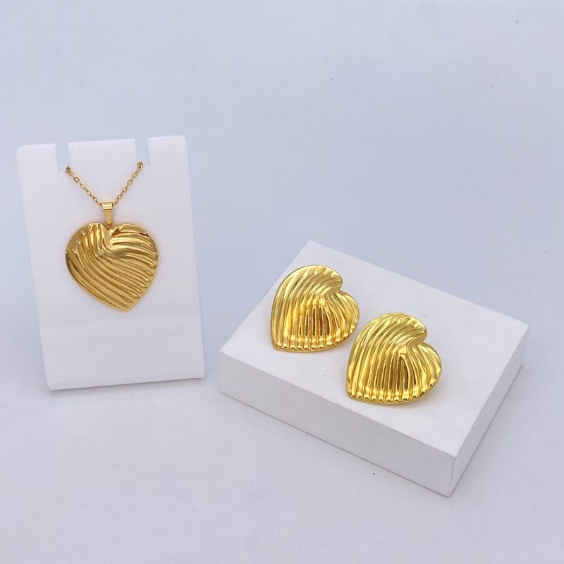 Ocean Series - 04 Titanium Steel Shell Necklace And Earring Set