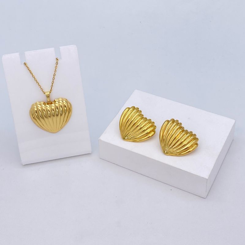 Ocean Series - 04 Titanium Steel Shell Necklace And Earring Set