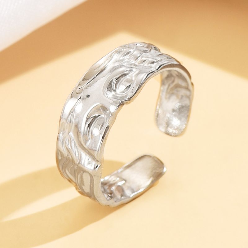Silver Stainless Steel Irregular Ring
